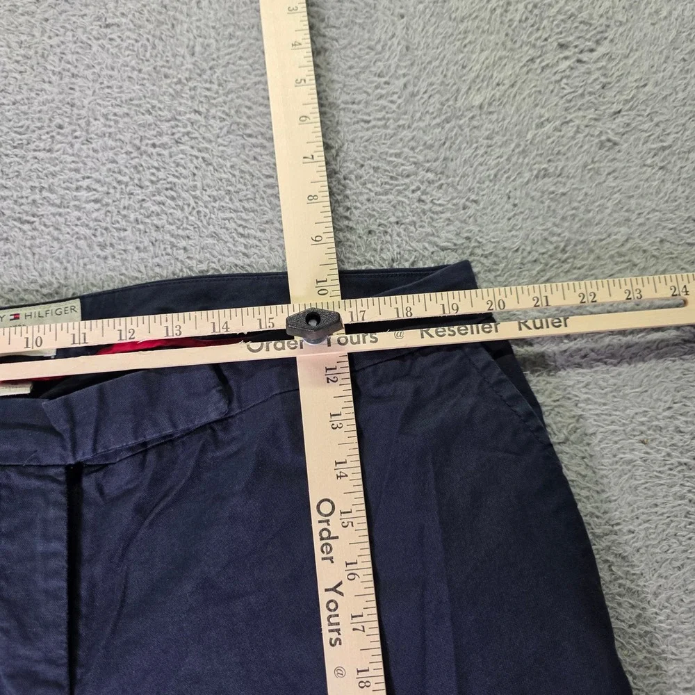 Tommy Hilfiger Womens 18 Chino Pants Navy Blue Stretch Cuffed Cropped Trousers
